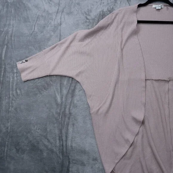 Simply Noelle Open Cardigan Womens Knit Sweater Baggy Relaxed Fit Pink L/XL - Picture 5 of 15